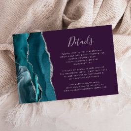 Cartão De Informações Detalhes de Casamento Roxo Ágata Prata Verde Moder