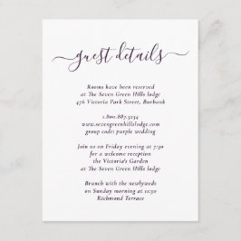 Cartão De Informações Detalhes de Casamento Roxos Modernos e Elegantes