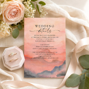 Cartão De Informações Detalhes de Casamento Rústico com Pôr do Sol em Mo