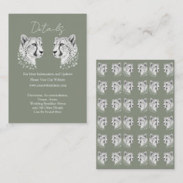 Cartão De Informações Detalhes de Casamento Sage Moderno Guepardo Design