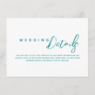 Cartão De Informações Detalhes de Casamento Simples