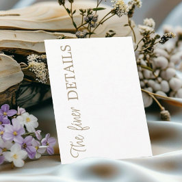 Cartão De Informações Detalhes de Casamento Simples Branco e Dourado
