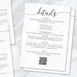 Cartão De Informações Detalhes de Casamento Simples de Script Elegante C