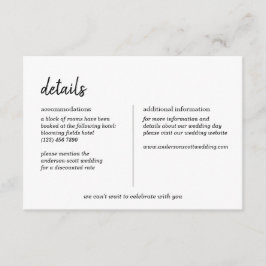 Cartão De Informações Detalhes de Casamento Simples de Script Moderno Mi
