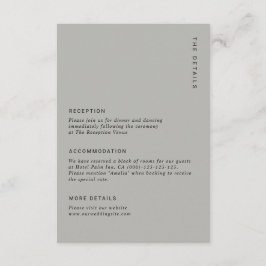 Cartão De Informações Detalhes de Casamento Simples e Chic em Cinza Mode