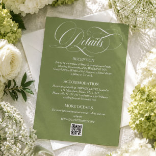 Cartão De Informações Detalhes de Casamento Simples em Verde Limão