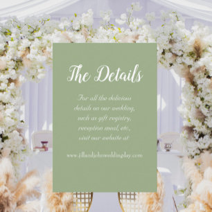 Cartão De Informações Detalhes de Casamento Simples em Verde Sage