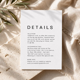 Cartão De Informações Detalhes de Casamento Simples Limpo Ultra Minimali