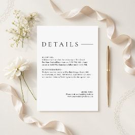 Cartão De Informações Detalhes de Casamento Simples Minimalista Moderna