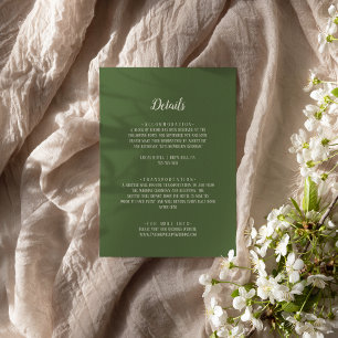Cartão De Informações Detalhes de casamento simples minimalista Sage esc