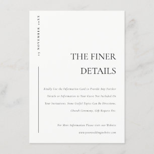 Cartão De Informações Detalhes de Casamento Tipografia Minimal Preta e B
