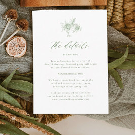 Cartão De Informações Detalhes de Casamento Toile Verde Oliva Vitoriano