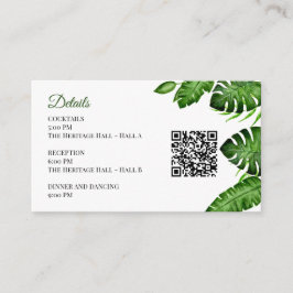 Cartão De Informações Detalhes de Casamento Tropical Código QR Monstera