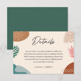 Cartão De Informações Detalhes de Casamento Tropical de Verão Abstrato G