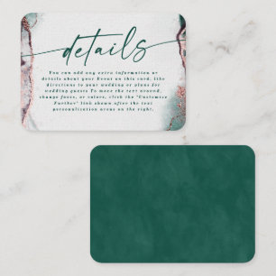 Cartão De Informações Detalhes de Casamento Verde Esmeralda Abstrato Mod