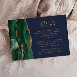 Cartão De Informações Detalhes de Casamento Verde Esmeralda Dourado Ágat