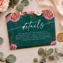 Detalhes de Casamento Verde Teal Profundo Blooming