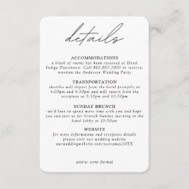 Cartão De Informações Detalhes de casamento verticais simples e modernos