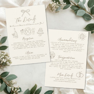 Cartão De Informações Detalhes de Casamento Vintage Desenhados à Mão