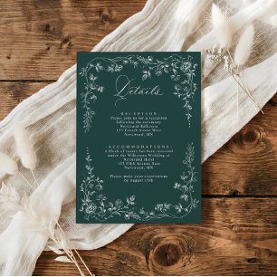 Cartão De Informações Detalhes de Casamento Vintage Floral Francês Esmer