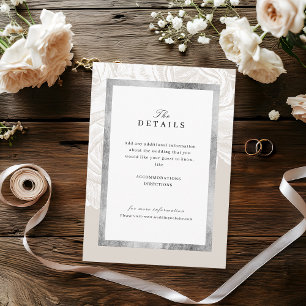 Cartão De Informações Detalhes de casamento vintage luxuoso rosa neutro