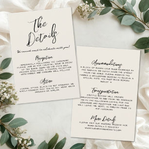 Cartão De Informações Detalhes de Casamento Vintage Simples Desenhados à