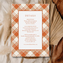 Detalhes de Casamento Xadrez Laranja Rústico Atenu