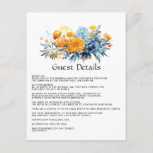 Detalhes de Convidados para Casamento Floral Azul,