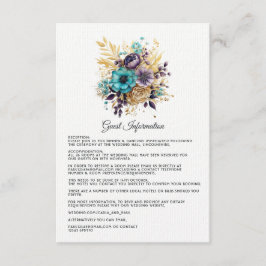 Cartão De Informações Detalhes de Convidados para Casamento Floral Azul 