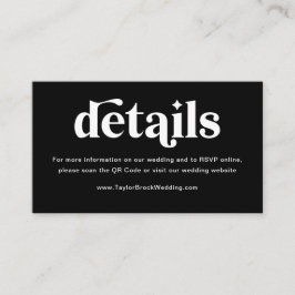 Cartão De Informações Detalhes de Disco Preto no Site de Casamento