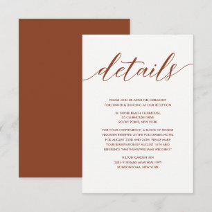 Cartão De Informações Detalhes de Ferrugem Elegante Simples e Casamento