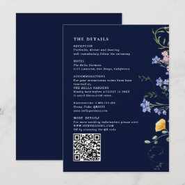 Cartão De Informações Detalhes de Flor Silvestre de Aquarela & Código QR