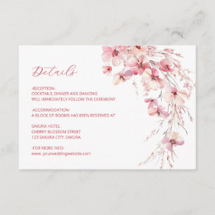 Cartão De Informações Detalhes de Flores Silvestres Boho Rosa