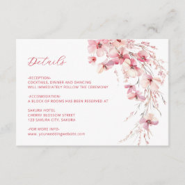Cartão De Informações Detalhes de Flores Silvestres Boho Rosa