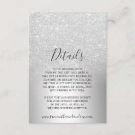 Cartão De Informações Detalhes de folha metálica ombre com brilho pratea