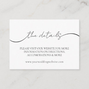Cartão De Informações Detalhes de Fotografia Mínima do Site de Casamento
