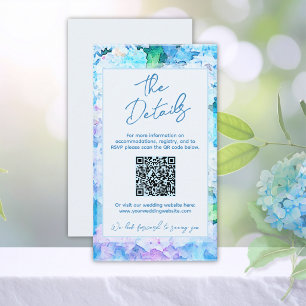 Cartão De Informações Detalhes de Hidrangea Azul em Aquarela Elegante Có