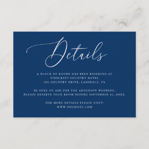 Cartão De Informações Detalhes de Hospedagem para Casamento Deep Blue Na
