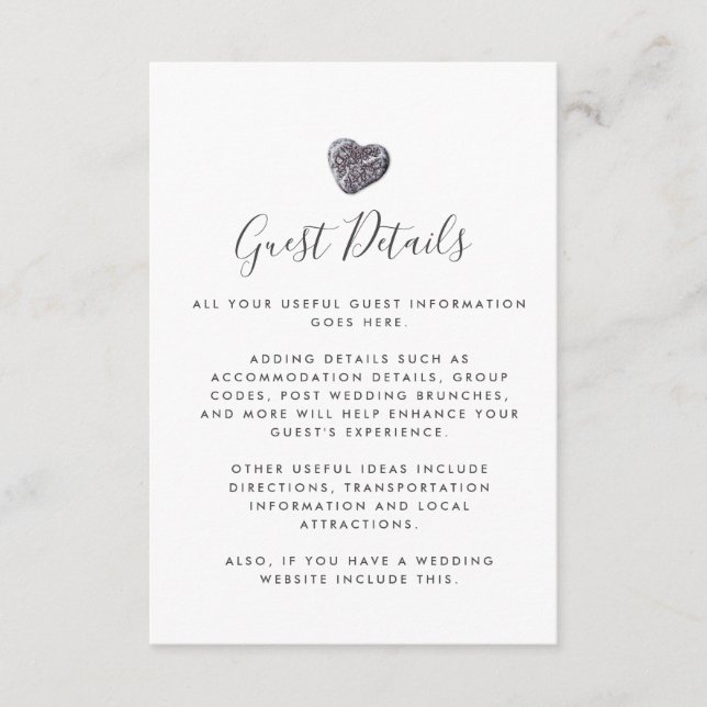 Cartão De Informações Detalhes de Informações para Convidados da Descobe (Frente)