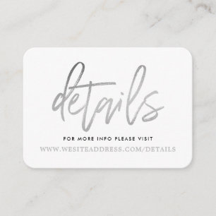 Cartão De Informações Detalhes de Letra Moderna em Folha de Prata
