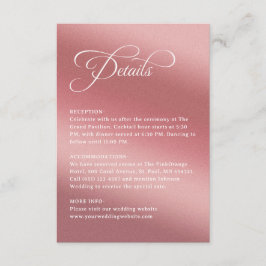 Cartão De Informações Detalhes de Noiva Elegante em Dourado Rosa Moderno