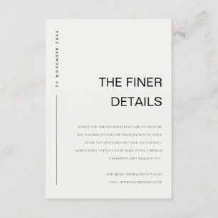 CARTÃO DE INFORMAÇÕES DETALHES DE NOIVA TYPOGRAPHY PRETO E BRANCO MINIMA