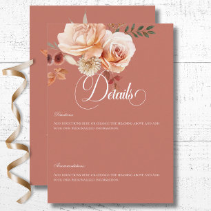 Cartão De Informações Detalhes de Pêssego de Boho e Rust Floral