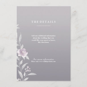 Cartão De Informações Detalhes de prata florais elegantes do casamento