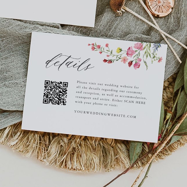 Cartão De Informações Detalhes de QR de Casamento Floral de Jardim Imoló (Criador carregado)