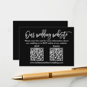 Cartão De Informações Detalhes de QR RSVP de Casamento de Script de Pinc