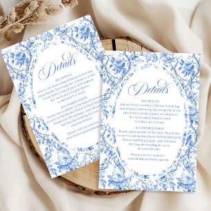 Cartão De Informações Detalhes de recepção de casamento com rosas toile