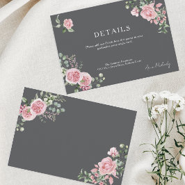 Cartão De Informações Detalhes de Rosas Rosa Modernas para Formatura