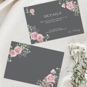 Cartão De Informações Detalhes de Rosas Rosa Modernas para Formatura