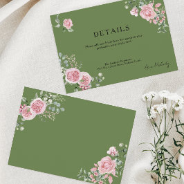 Cartão De Informações Detalhes de Rosas Rosa Modernas para Formatura
